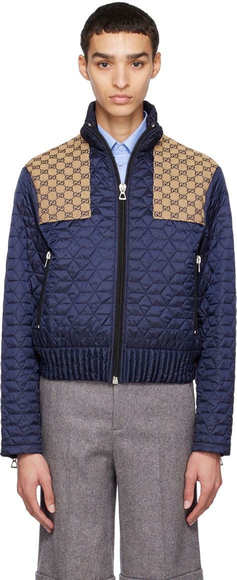 gucci navy 25 leather jacket|gucci jacket without hoodie.